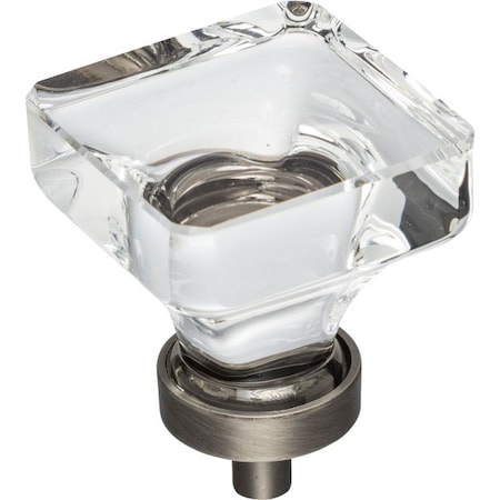 Jeffrey Alexander 1-3/8" Overall Length Brushed Pewter Square Glass Harlow Cabinet Knob G140L-BNBDL